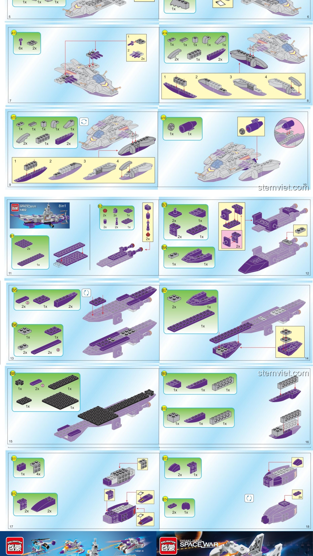 Tàu chiến không gian QMAN 1402-1 hướng dẫn lắp ráp QMAN 1402-1 Tàu chiến không gian