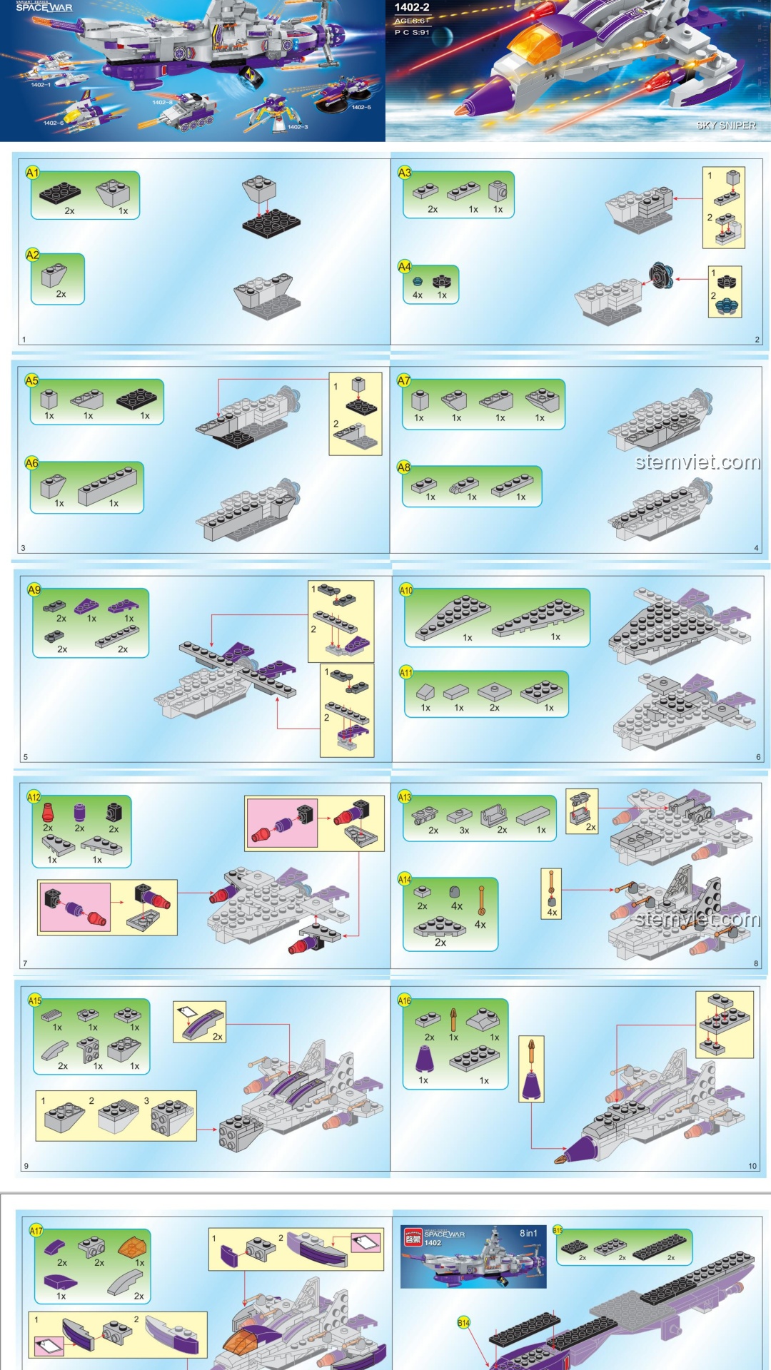 Robot Biến Hình Qman 1402-3 hướng dẫn lắp ráp Qman 3 Robot Biến Hình sách Qman 14023 Robot Biến Hình