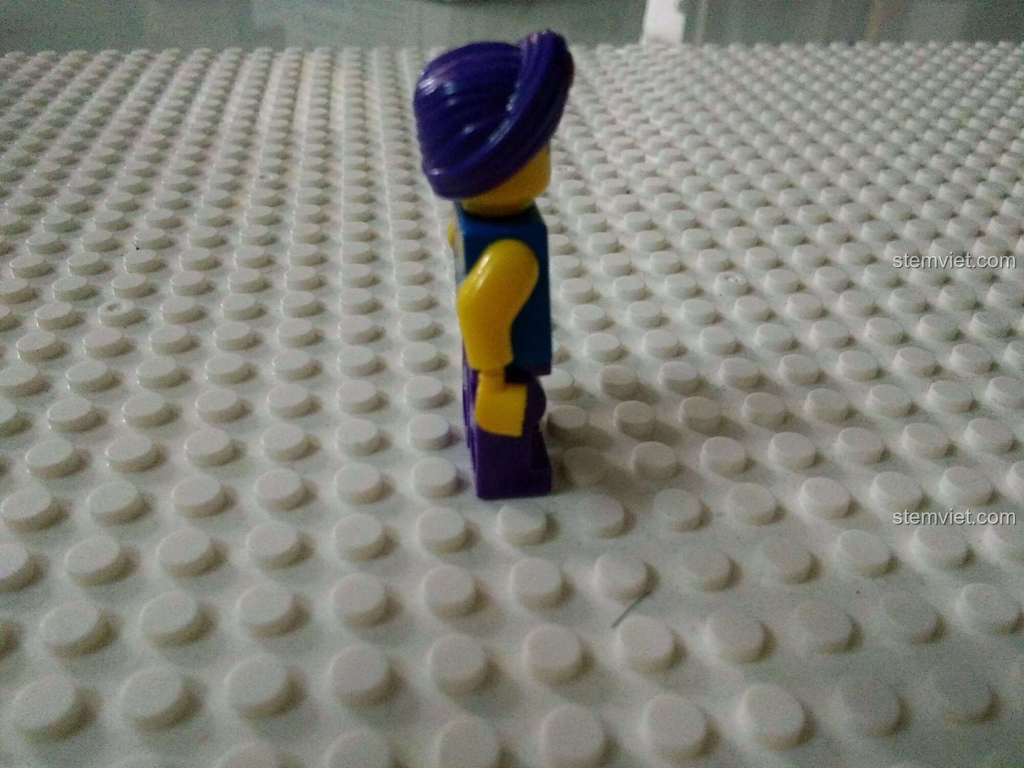 Góc nhìn bên cạnh của minifigure, thể hiện chi tiết in trên cánh tay.