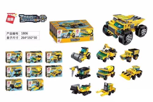 Bộ lắp ráp Qman 1806 Xe Công Trình Biến Hình 8 Kiểu, đồ chơi lắp ghép chất lượng cao cho bé trai 6 tuổi, giá tốt