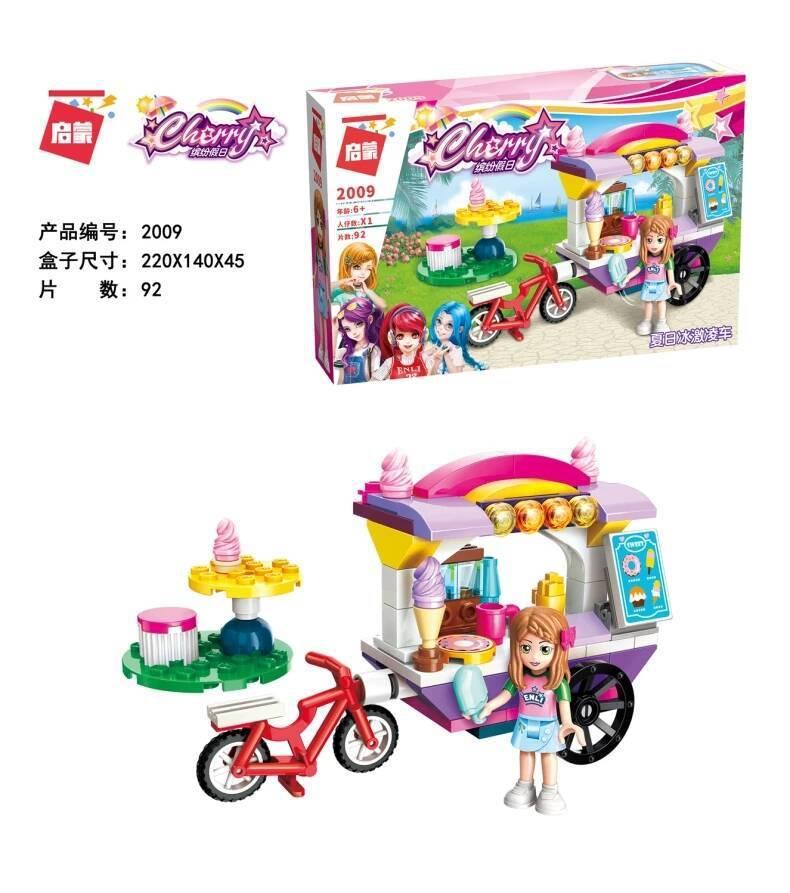 Bộ lắp ghép Xe bán kem QMAN 2009 cho bé gái 6 tuổi. Đồ chơi xếp hình giá rẻ với màu sắc tươi sáng, giúp bé phát triển trí tưởng tượng.