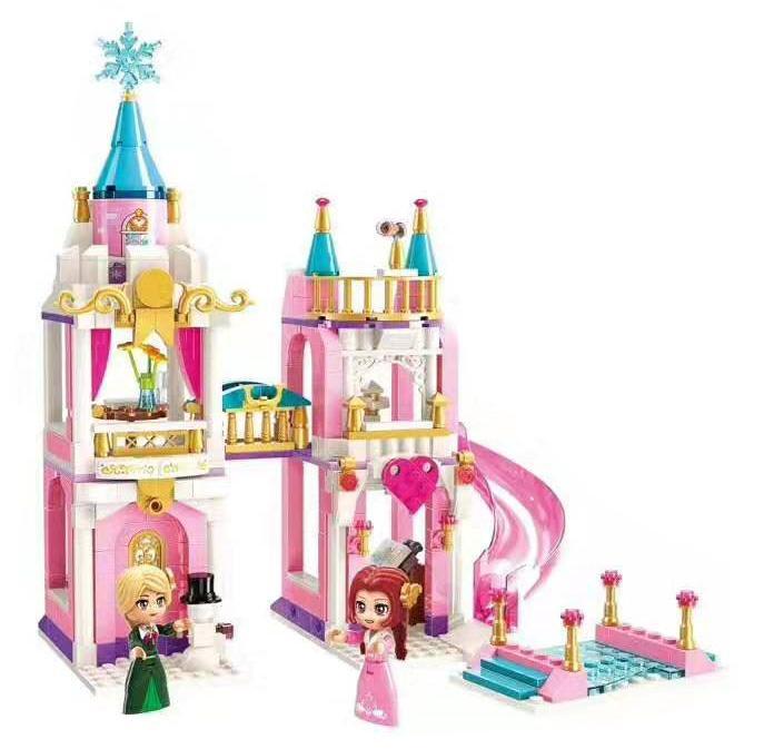 Bộ lắp ghép Lâu đài tuyết Công chúa Leah 2615 QMAN cho bé gái 6 tuổi, đồ chơi lắp ráp Cung điện băng giá chất lượng cao