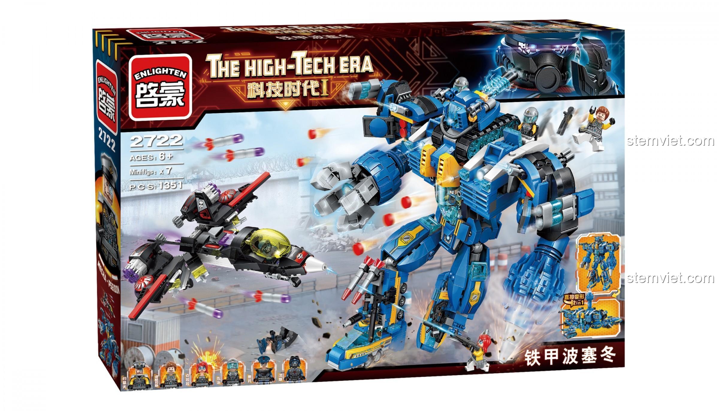 Vỏ hộp bộ xếp hình Cỗ máy chiến tranh Poseidon 2722 với 1351 chi tiết và 7 minifigures