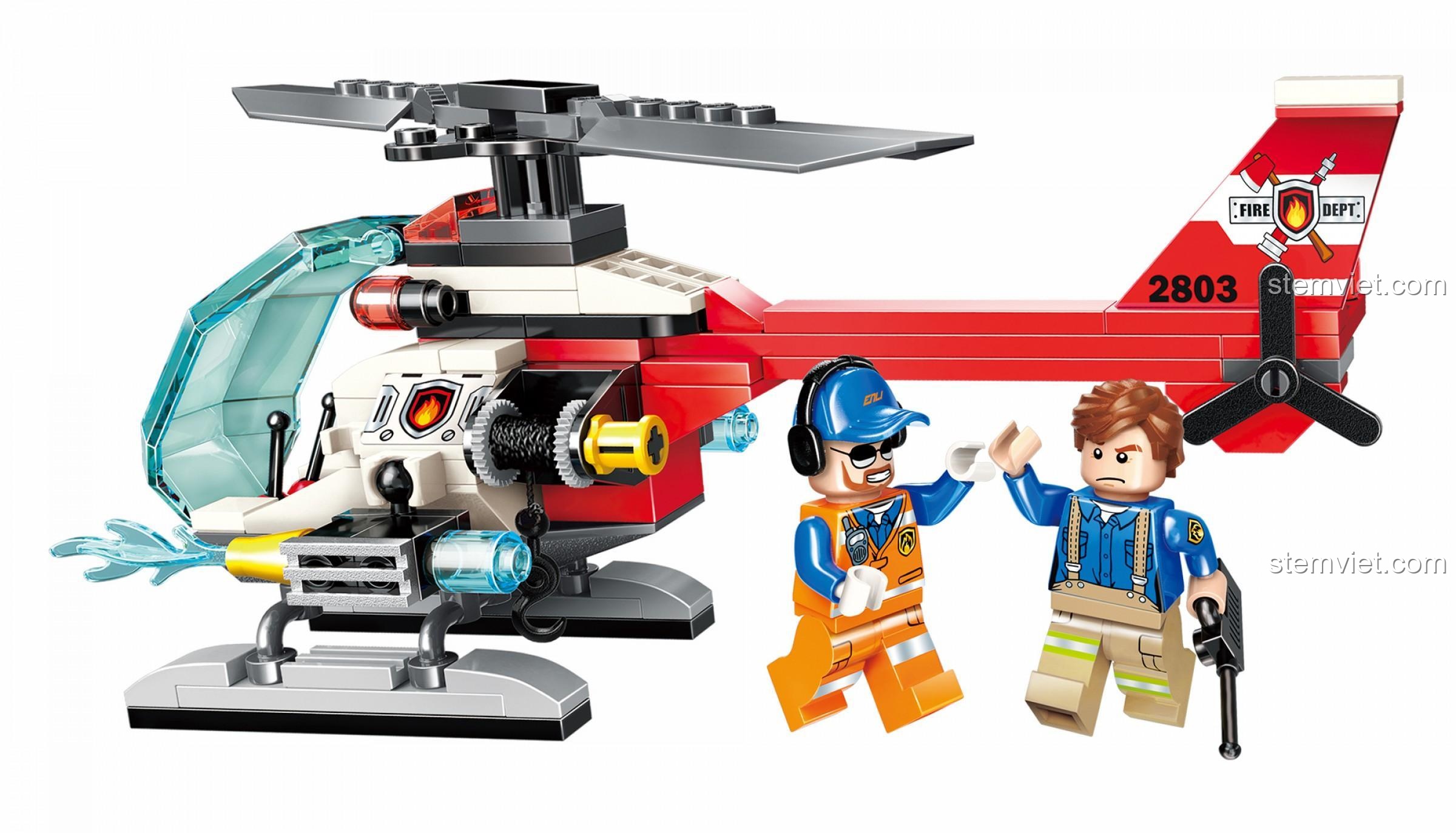 Kích thước hộp bộ lắp ráp 2803 Máy bay trực thăng cứu hỏa, món đồ chơi thông minh cho bé.