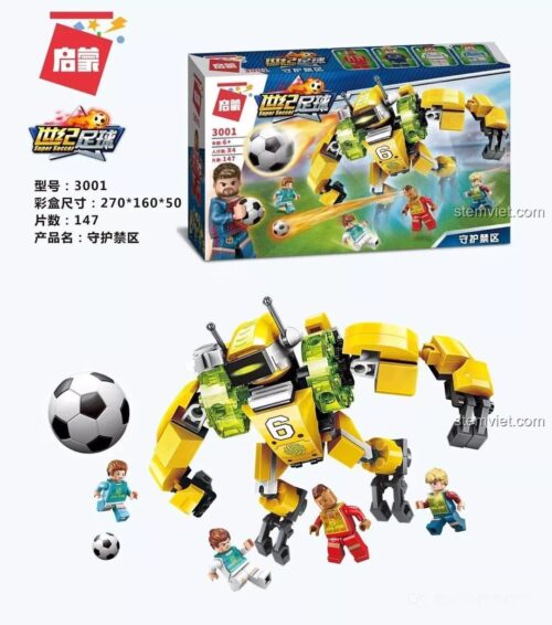 Hộp và mô hình đồ chơi xếp hình 3001 Robot gác đền QMAN, gồm 147 chi tiết, món quà giá rẻ cho bé trai.