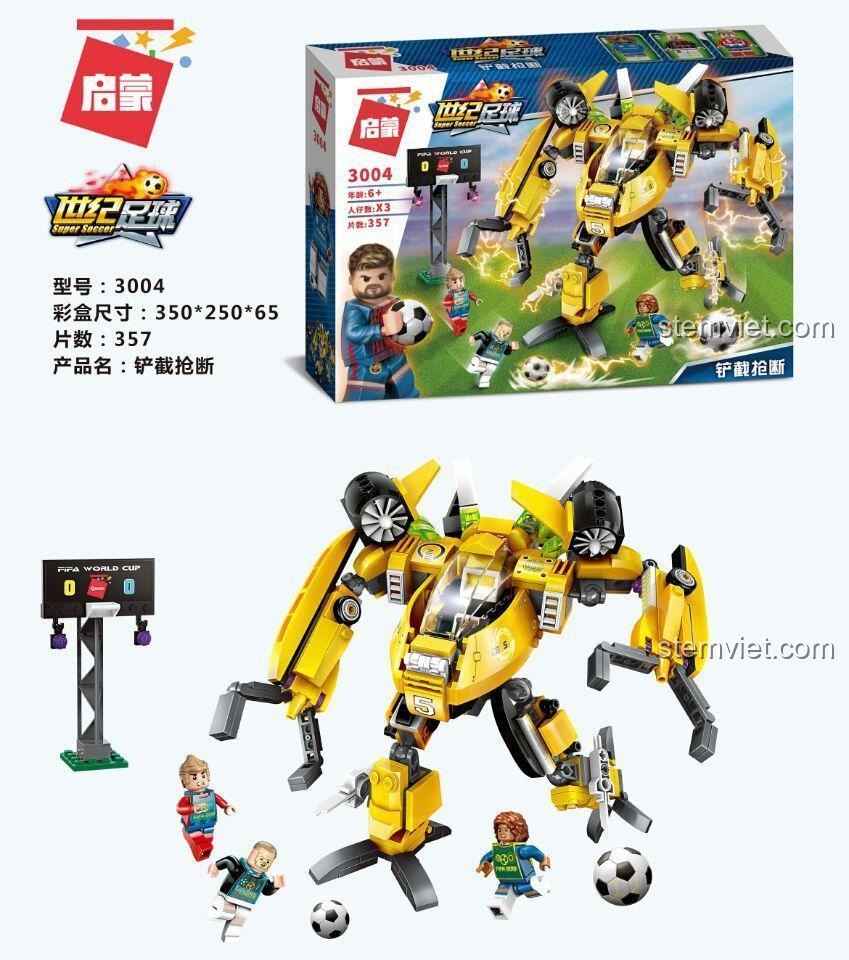 Hộp đồ chơi mô hình QMAN 3004 Robot cầu thủ, món quà hấp dẫn cho bé trai mê bóng đá.