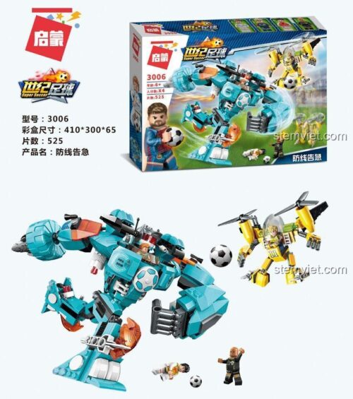 Hộp đồ chơi xếp hình Mech bóng đá 3006, món quà sáng tạo cho bé trai mê robot và bóng đá
