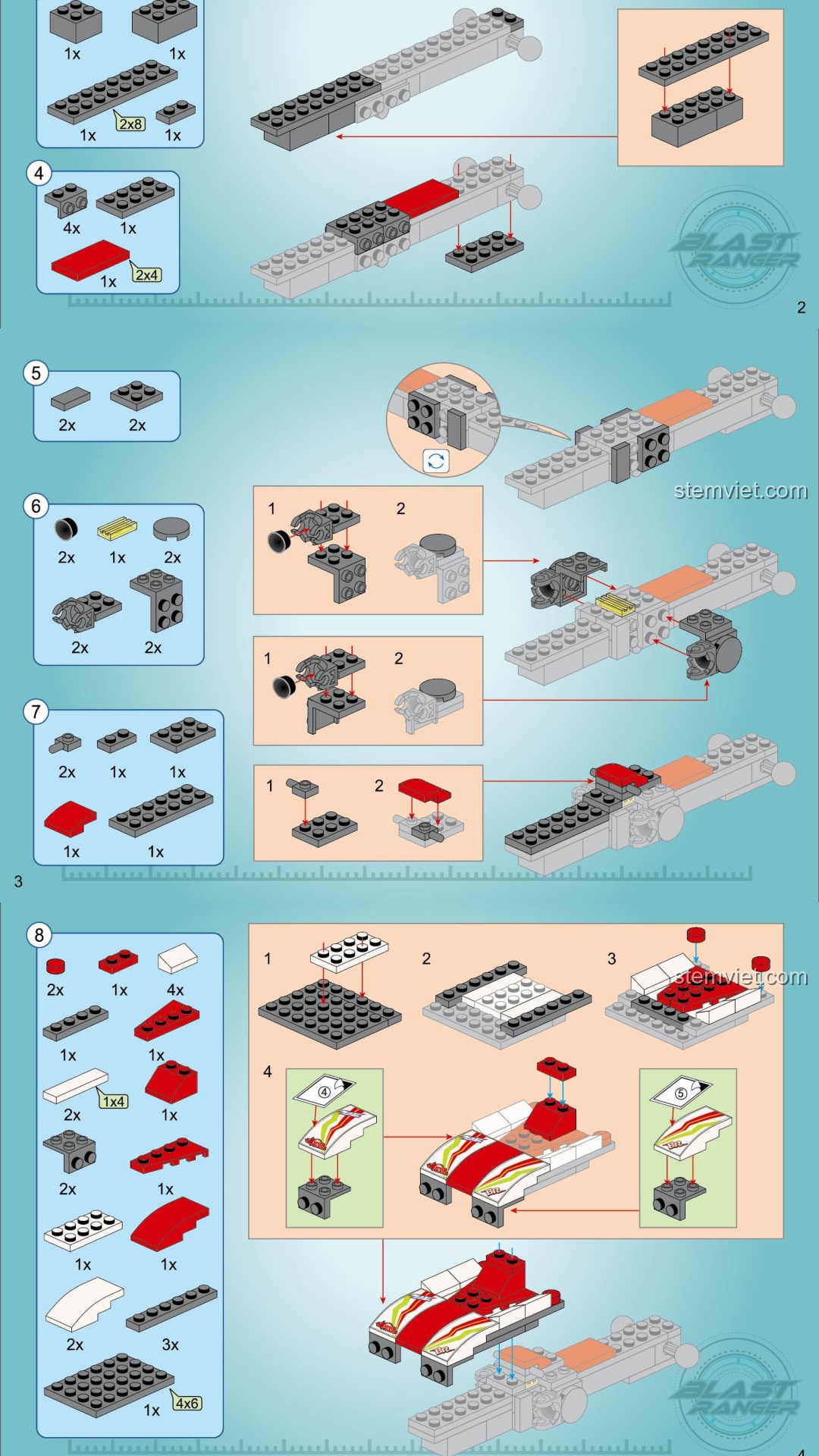 Robot Tia Chớp Tốc Độ QMAN 3301 hướng dẫn lắp ráp QMAN 3301 Chiến binh robot Blast Ranger
