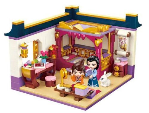Bộ lắp ghép Phòng ngủ Hoa Mộc Lan QMAN 33013, mô hình phòng ngủ cổ trang tinh xảo cho bé gái 6 tuổi, giá tốt.