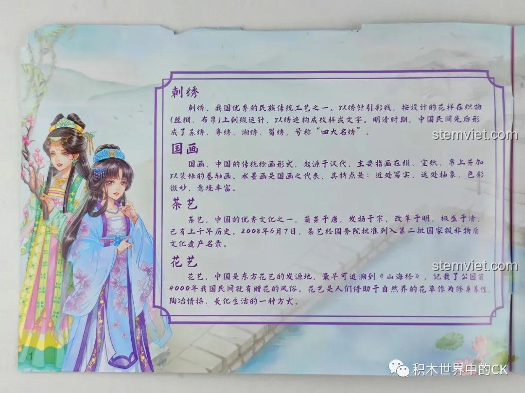 Trang giới thiệu văn hóa cổ trang trong sách hướng dẫn QMAN 33017 Tứ Nghệ Khuê Các