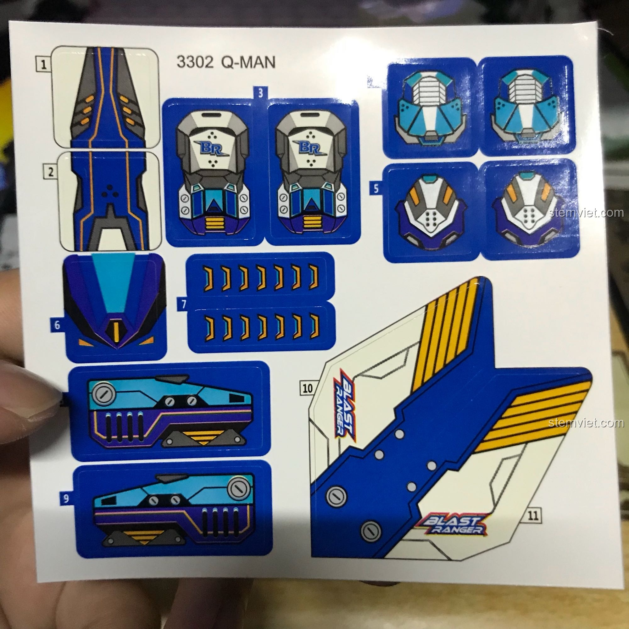 Tờ decal dán chi tiết cho mô hình đồ chơi lắp ráp Robot biến hình Blade Warrior.