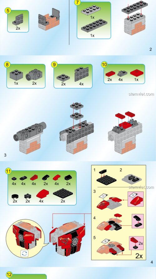 Robot Biến Hình Liệt Nhẫn Sư Qman 3601 hướng dẫn lắp ghép Qman 1 Robot Hợp Thể