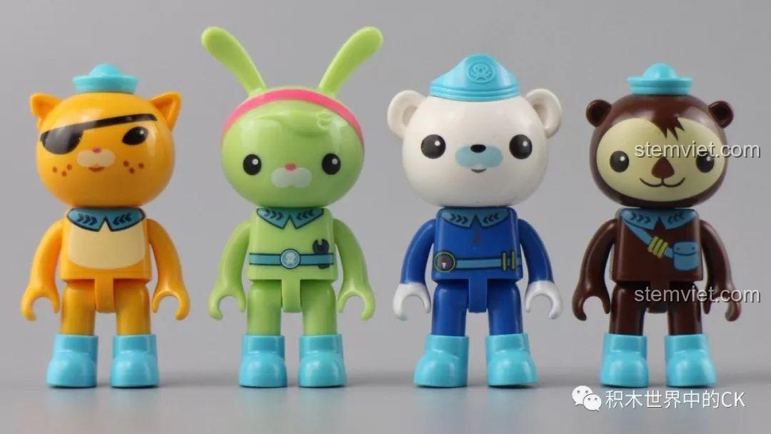 Cận cảnh 4 minifigures Đội trưởng Barnacles, Kwazii, Tweak, Shellington trong bộ đồ chơi lắp ghép 3714.