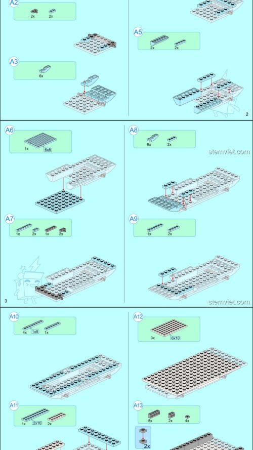 Tàu Cá Voi Xanh QMAN 3714 hướng dẫn lắp ráp QMAN 3714 Tàu của Đội trưởng Barnacles
