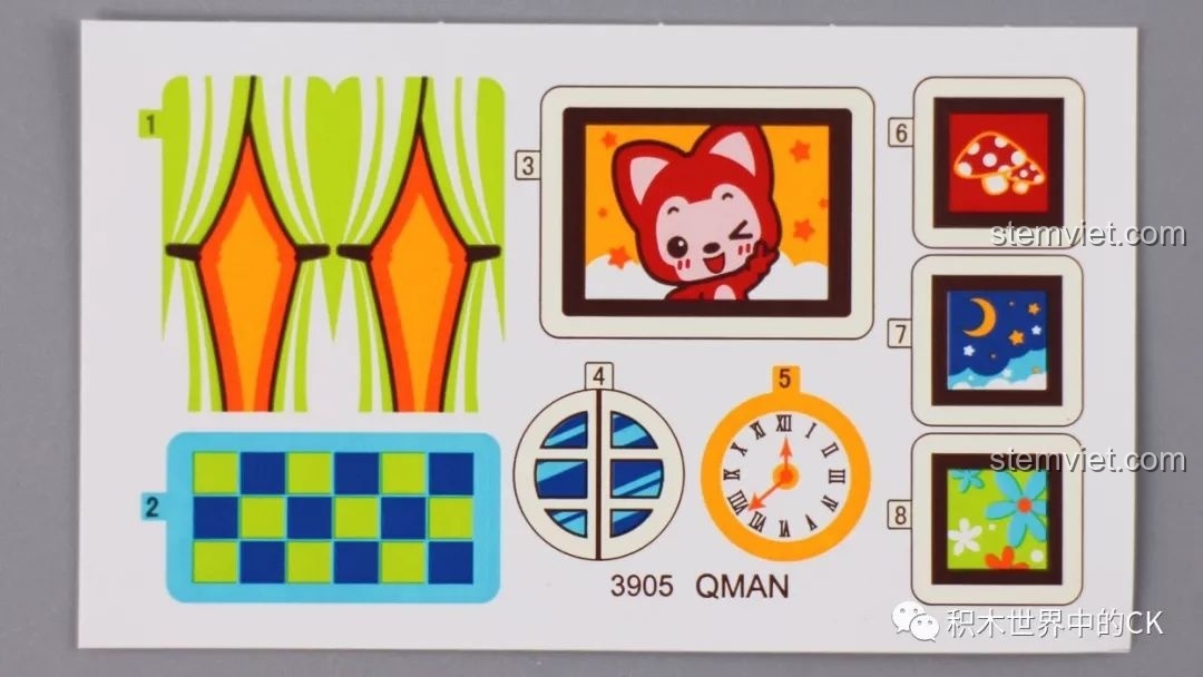Bộ sticker trang trí cho bộ đồ chơi lắp ráp QMAN 3905 Ngôi nhà mơ ước