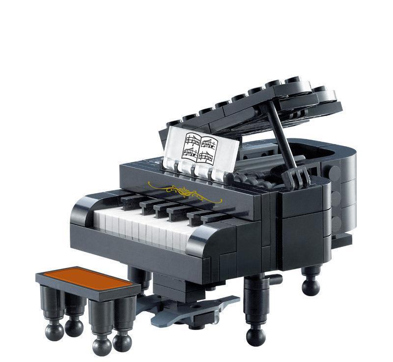 Ảnh hộp sản phẩm bộ lắp ghép đàn dương cầm cổ điển QMAN 411, một món đồ chơi mô hình sáng tạo cho bé gái 6 tuổi.