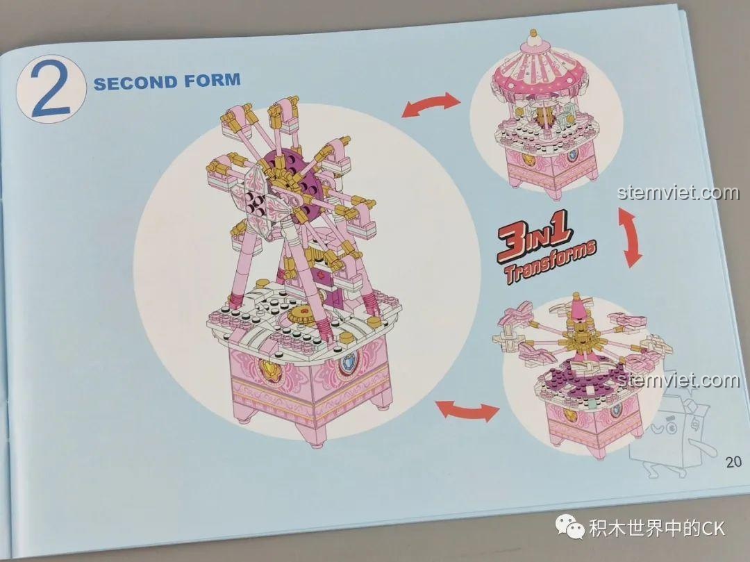 Hướng dẫn lắp ráp mẫu thứ hai (Second Form) cho QMAN 42107 Hộp Nhạc Công Viên Mộng Mơ.