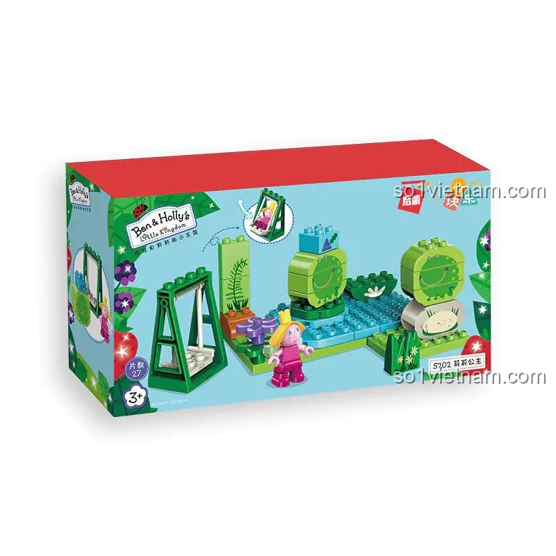 Hộp sản phẩm bộ lắp ghép Công chúa Lily Keeppley, đồ chơi lắp ghép Vương quốc Ben và Holly QMAN, mã 5202, 27 chi tiết, cho bé 3 tuổi.