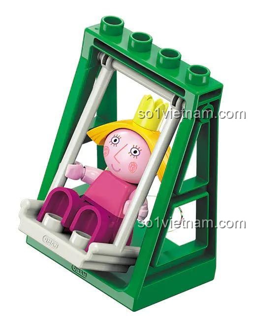 Bộ lắp ghép ENLIGHTEN Vương quốc Ben và Holly, đồ chơi lắp ghép Keeppley B5202, Công chúa Lily đang chơi xích đu, phù hợp bé gái 3 tuổi.