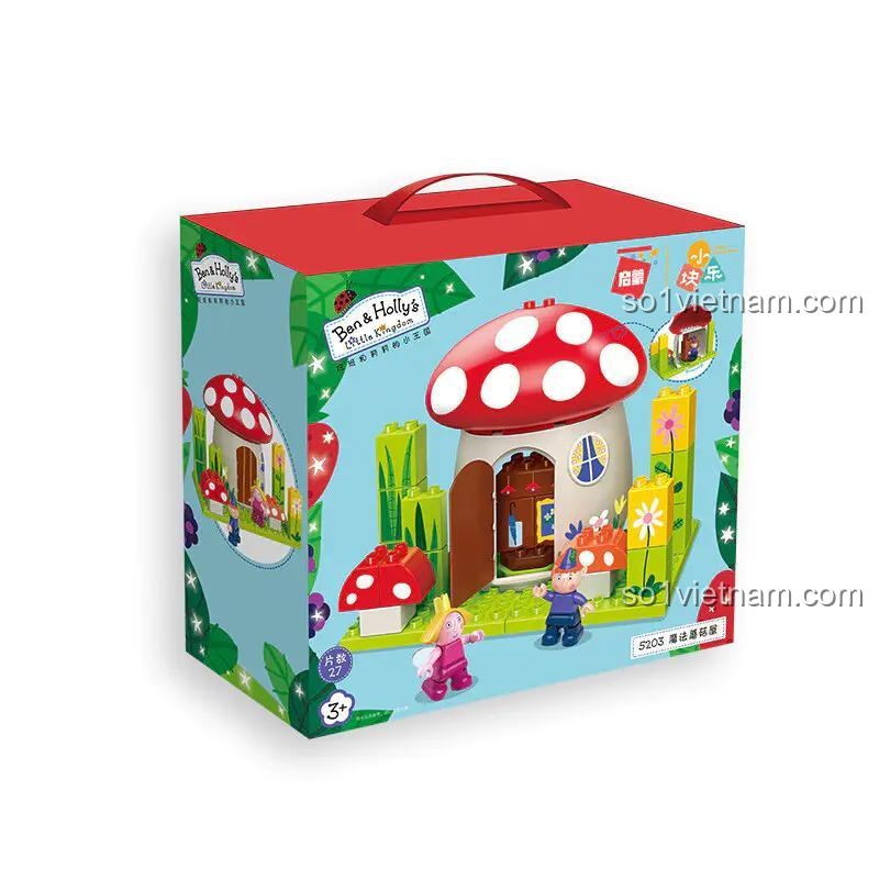 Hộp đồ chơi lắp ráp QMAN 5203 Ngôi nhà nấm phép thuật, đồ chơi mô hình cho bé gái 3 tuổi, chất lượng cao.