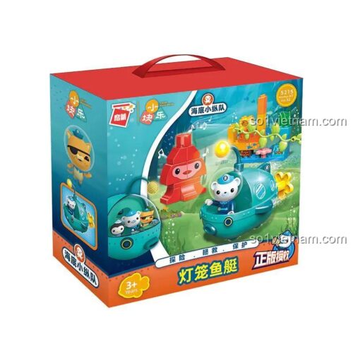 Hộp đồ chơi lắp ráp Qman 5215 Tàu Ngầm Octonauts, bộ lắp ghép Tàu Ngầm Cá Đèn cho bé trai 3 tuổi, chất lượng cao.