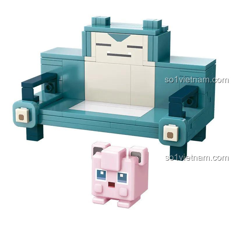 Pokémon QMAN 73014 Ghế Snorlax và Jigglypuff, Pikachu 73014 đồ chơi mô hình cho trẻ 6 tuổi