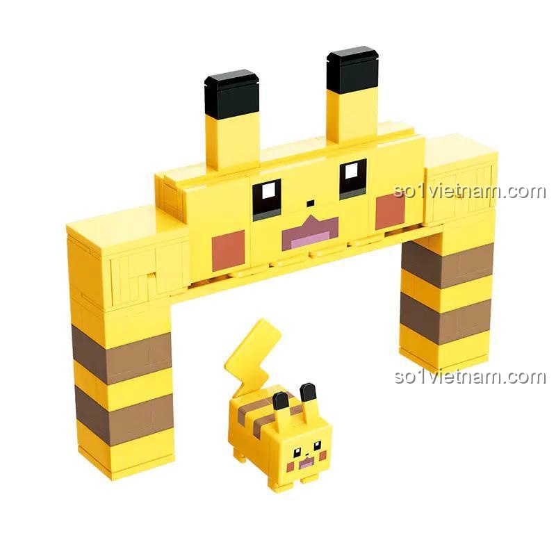 Bộ xếp hình QMAN 73014 Cổng Pikachu và Pikachu nhỏ, đồ chơi lắp ráp Snorlax cho bé trai bé gái 6 tuổi
