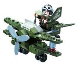 Bộ đồ chơi lắp ghép máy bay trinh sát quân sự màu xanh lá với 1 minifigure phi công