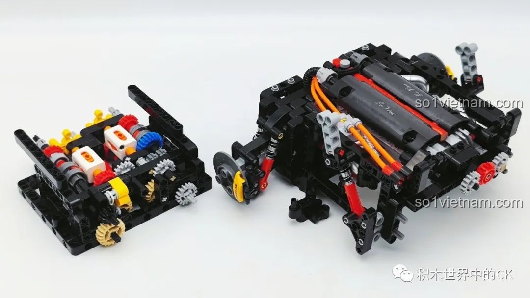 Chi tiết nội thất đang được lắp ráp cho bộ CaDA C61505 Ferrari Laferrari, bao gồm ghế ngồi và bảng điều khiển.