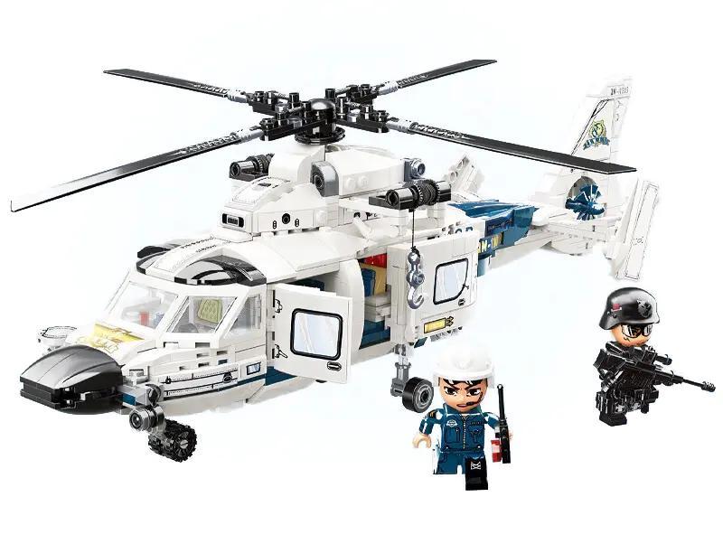 Trực thăng tuần tra cảnh sát 11019 của Qman, bộ đồ chơi lắp ghép mô hình máy bay cảnh sát cho bé trai 6 tuổi, chi tiết cao, có 2 minifigures