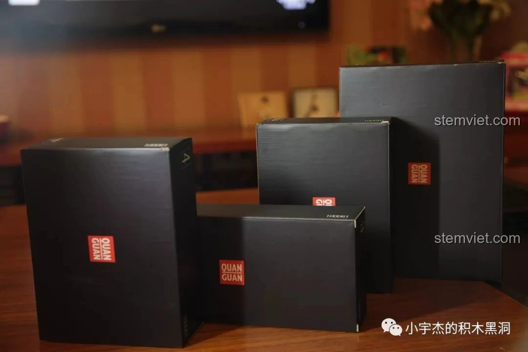 Hình ảnh các hộp nhỏ chứa mảnh ghép của bộ lắp ráp Quan Guan 100061 Xe tăng Tiger 131 được mở ra.