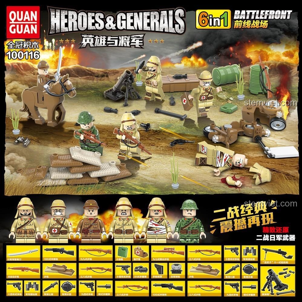 QUAN GUAN 100116 Heroes & Generals Battlefront bộ đồ chơi lắp ráp quân sự với các minifigure