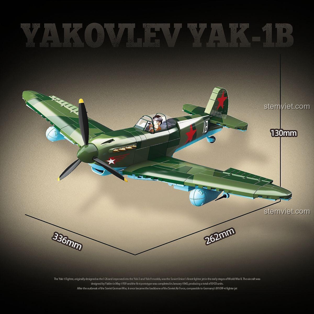 Hình ảnh mô hình máy bay chiến đấu Liên Xô Yak-1B 100287 từ trên cao.