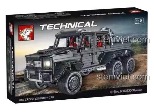 Hộp bộ lắp ráp Quan Tou 6003 Mercedes-Benz G63 AMG 6x6, đồ chơi mô hình xe địa hình 6x6, 3300 mảnh ghép, cho bé trai 8 tuổi, giá rẻ.