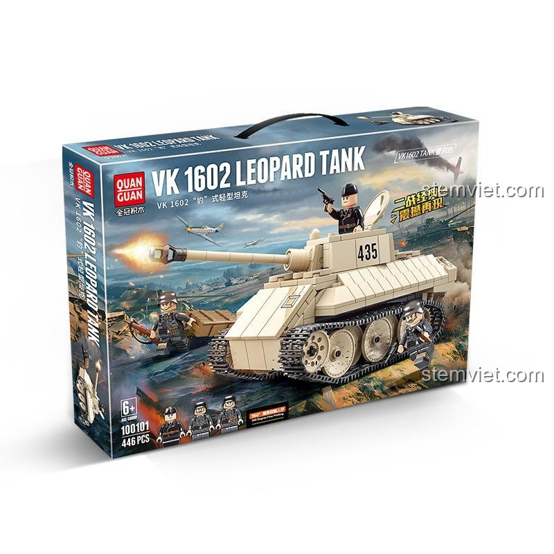Hộp bộ đồ chơi xe tăng quân sự VK 1602 Leopard QUANGUAN 100101