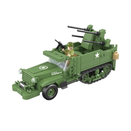 M16半履带自行四联防空车 QUANGUAN 100104 bộ đồ chơi quân sự màu xanh lá