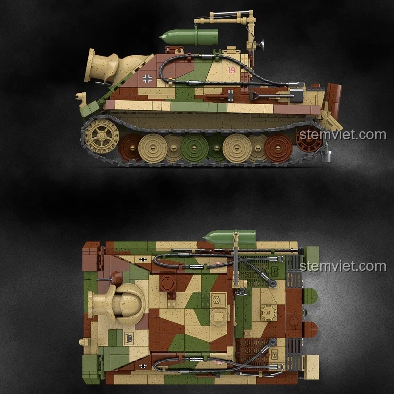 Xe Pháo Tự Hành Sturmtiger 100192 QUANGUAN bộ lắp ráp với nòng pháo xoay, chi tiết tinh xảo, đồ chơi xây dựng cho bé trai.