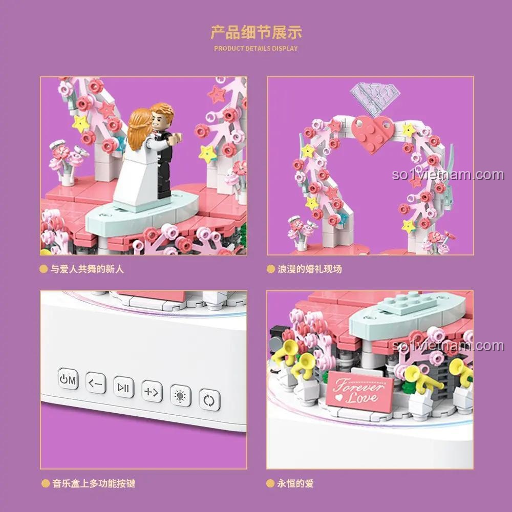 Hộp Nhạc Bluetooth Đám Cưới QUANGUAN 100225, chi tiết cô dâu chú rể, mô hình đám cưới ngọt ngào, cho bé gái 14 tuổi giá rẻ