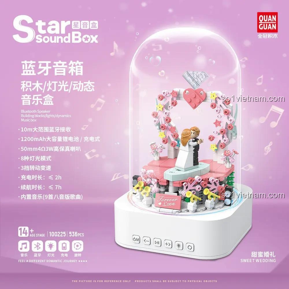 đồ chơi mô hình QUANGUAN 100225 Star Sound Box, hộp nhạc Bluetooth, có đèn LED và xoay, cho bé gái 14 tuổi giá rẻ