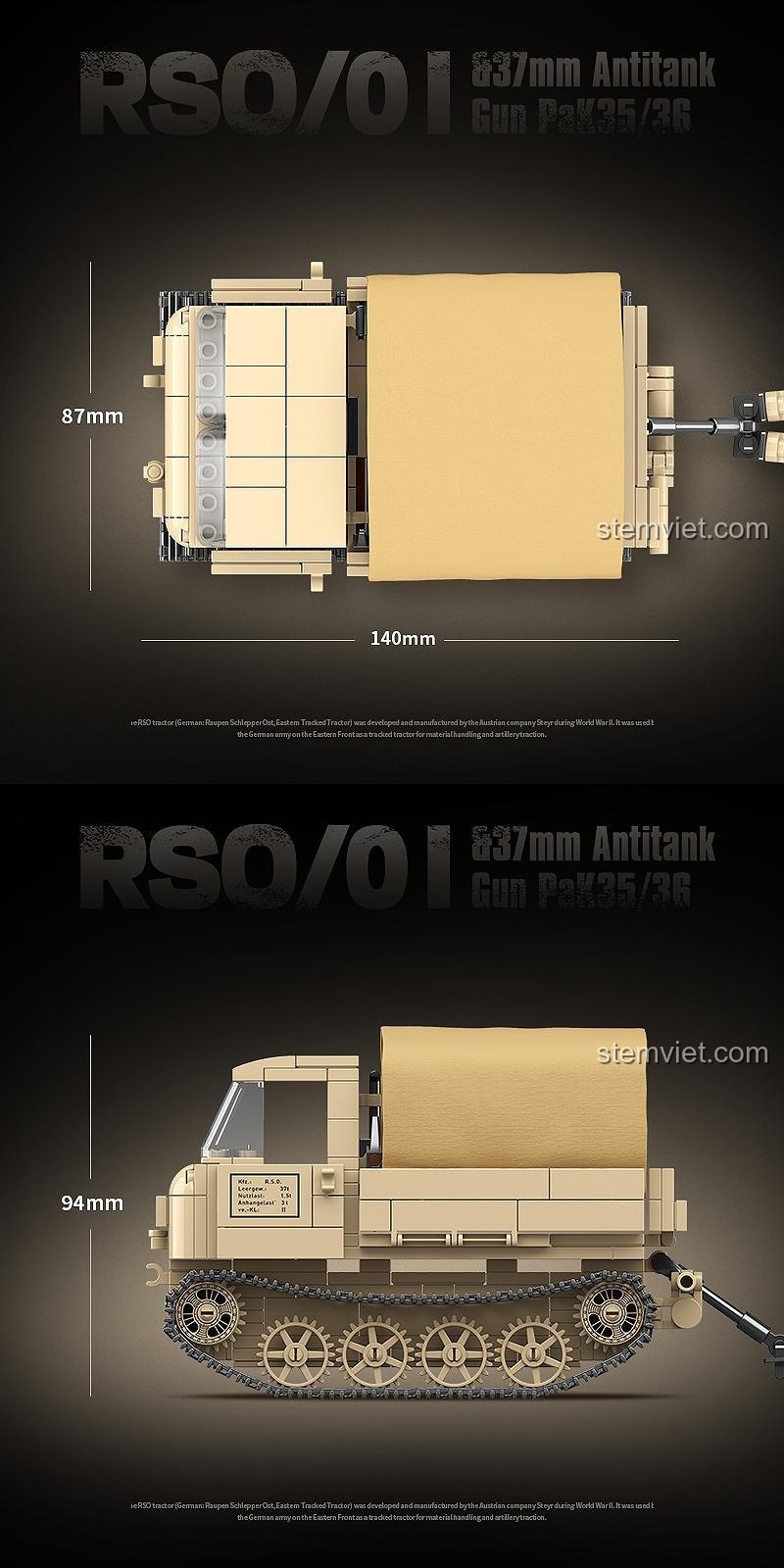 Các minifigures lính và phụ kiện vũ khí, dụng cụ đi kèm bộ lắp ráp QUANGUAN 100250 Xe Kéo Quân Sự RSO/01 và Pháo Chống Tăng.