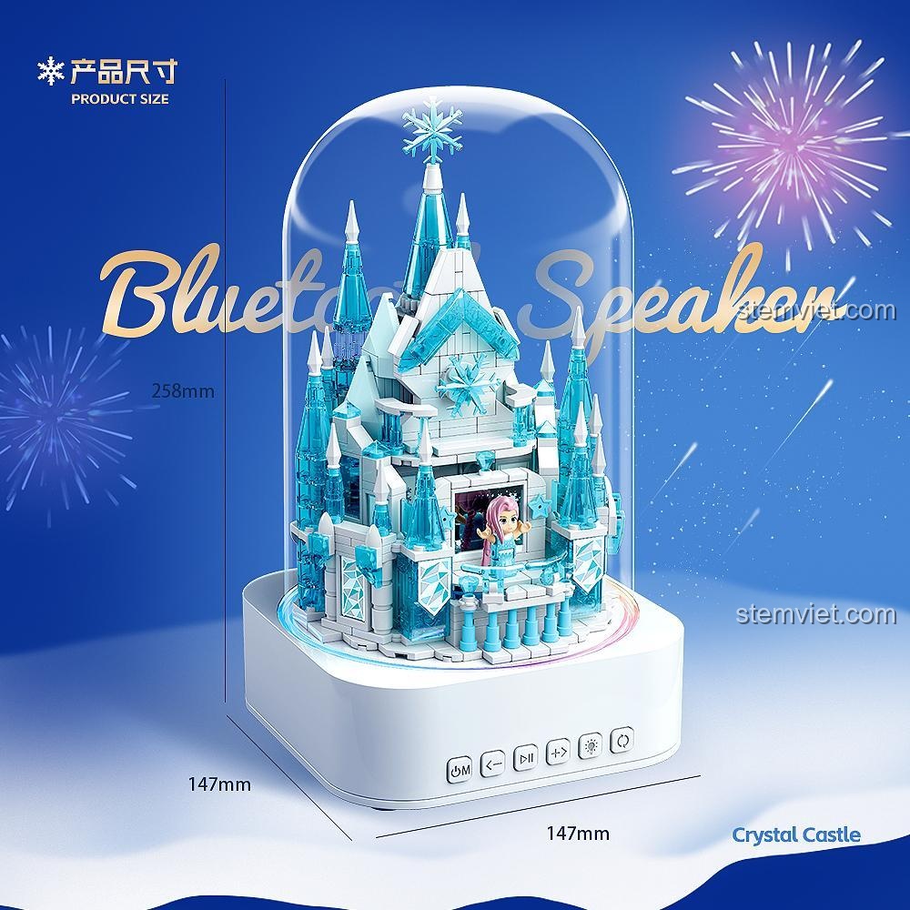 Mô Hình Lâu Đài Có Nhạc QUANGUAN 100270 với kích thước 14.7x14.7x25.8 cm, đồ chơi mô hình Lâu Đài Băng Giá cho bé gái 14 tuổi