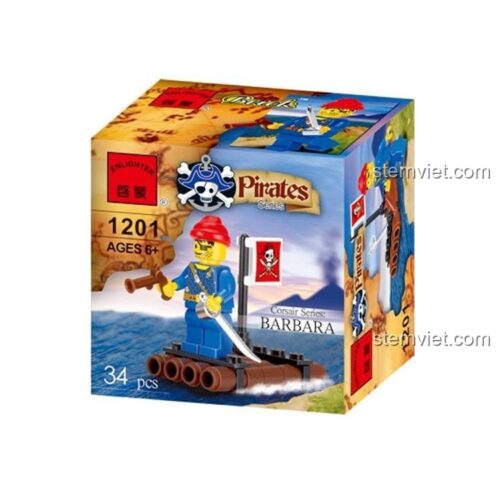 Bộ đồ chơi hải tặc 1201, đồ chơi lắp ghép hải tặc, figure hải tặc, thuyền hải tặc, cờ hải tặc, kiếm hải tặc, mũ hải tặc, 34 mảnh ghép, phù hợp cho bé trai 6 tuổi, chất liệu nhựa ABS cao cấp, thương hiệu 启蒙QMAN