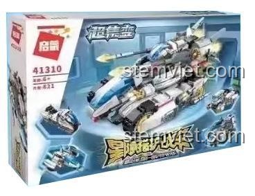Hộp sản phẩm bộ lắp ráp 启蒙QMAN 41310 Siêu tập hợp biến đổi Tinh vân Thợ săn Xe chiến đấu, 521 mảnh ghép, 9 kiểu dáng sáng tạo, đồ chơi giáo dục STEM cho bé trai