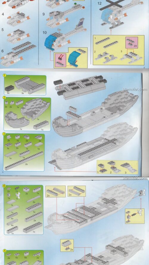 Hướng dẫn lắp ráp Tàu khu trục tên lửa 启蒙QMAN 821 | Sách 启蒙QMAN 821 Tàu khu trục tên lửa