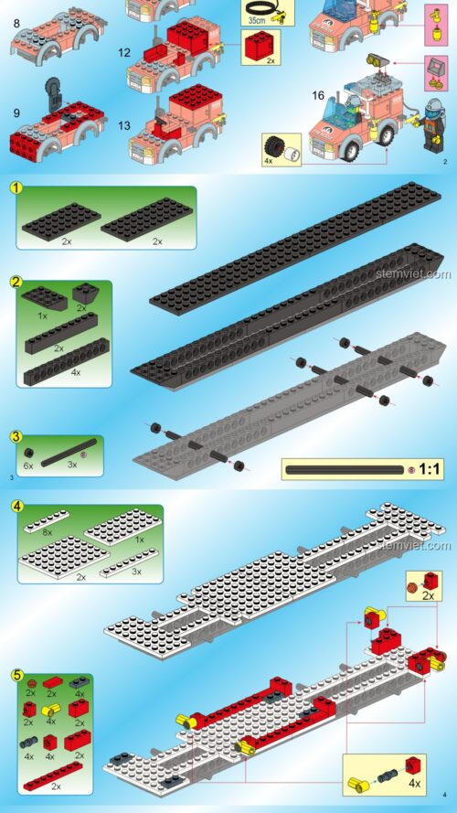 Sách lắp ghép 启蒙QMAN 908 Xe cứu hỏa đồ chơi, sách lắp ghép 启蒙QMAN 908 Xe chữa cháy