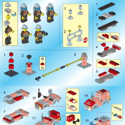 Xe cứu hỏa chữa cháy thang nâng hạng nặng 启蒙QMAN 908 hướng dẫn lắp ráp Xe cứu hỏa đồ chơi