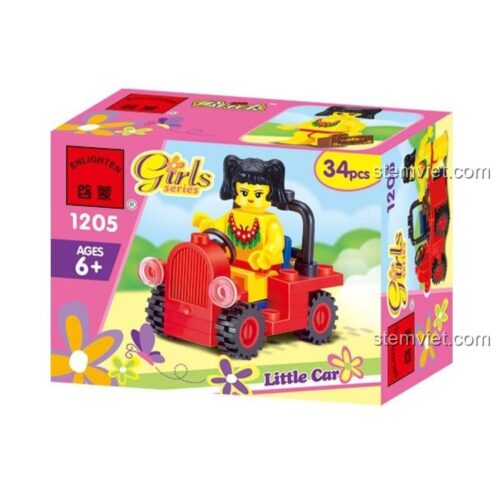 Bộ lắp ghép Girls Series Little Car 1205 của hãng启蒙QMAN/ENLIGHTEN/Keeppley với 34 mảnh ghép, phù hợp cho bé gái 6 tuổi