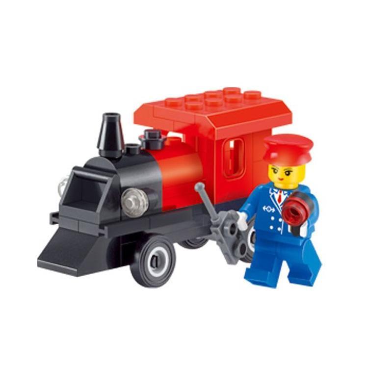 Bộ đồ chơi tàu hỏa nhỏ màu đỏ đen với người lái tàu, 54 mảnh ghép, phù hợp cho bé gái 6 tuổi, chất lượng cao, giá tốt, tương thích LEGO®