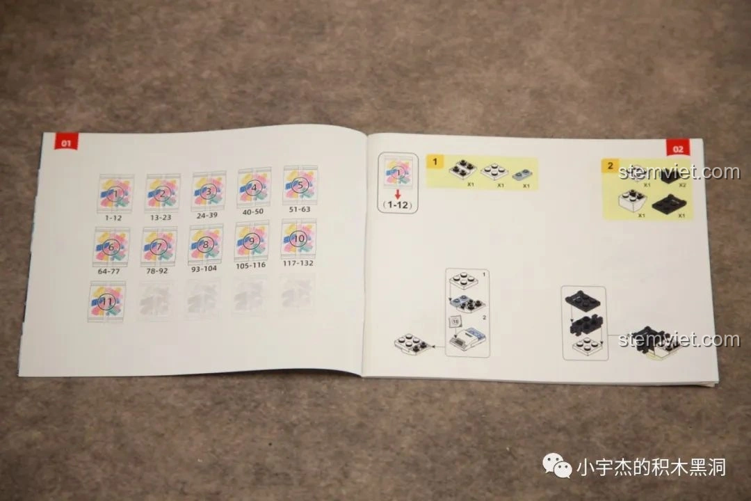 Trang hướng dẫn lắp ráp Sluban M38-B1151, minh họa các bước lắp ghép chi tiết theo từng túi mảnh.