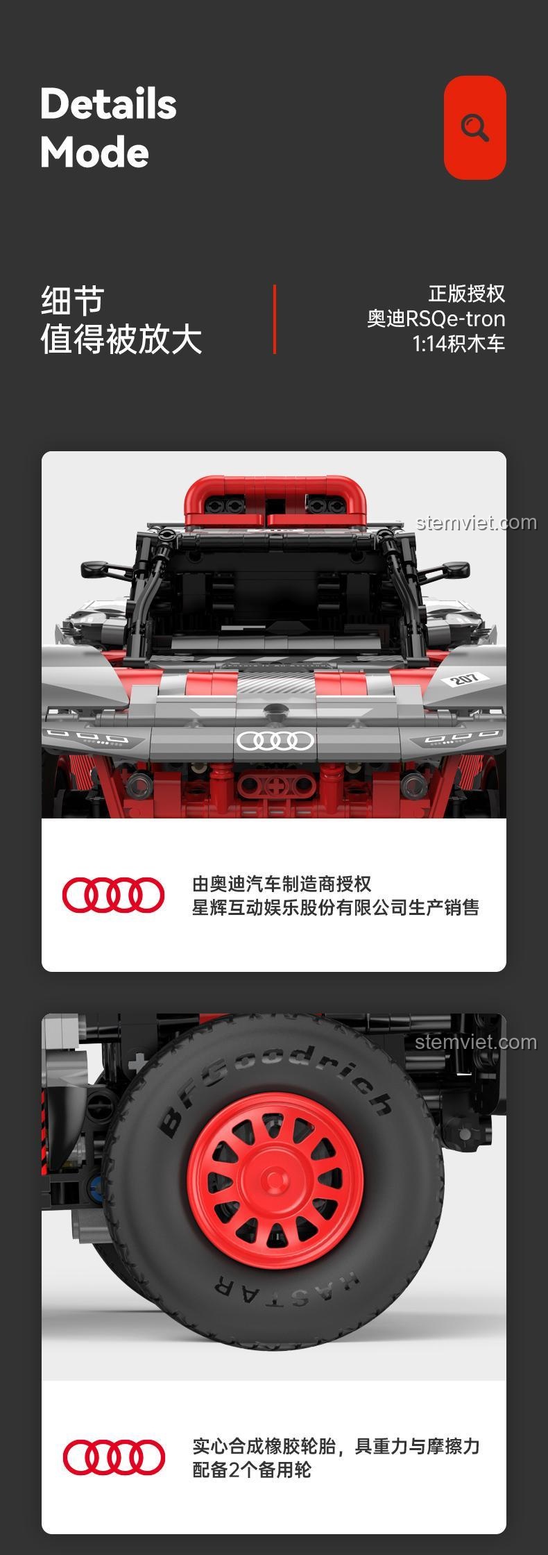 Mô hình xe đua Audi RS Q e-tron 92700, mô hình xe địa hình điều khiển từ xa, cho con trai 14 tuổi, chất lượng cao cấp